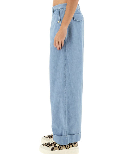 DENIM PANTS WITH LAPELS