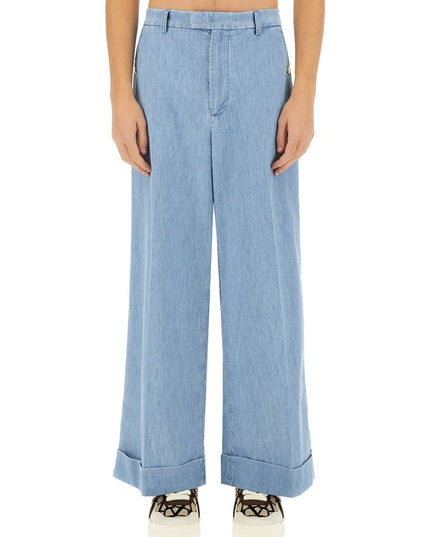DENIM PANTS WITH LAPELS