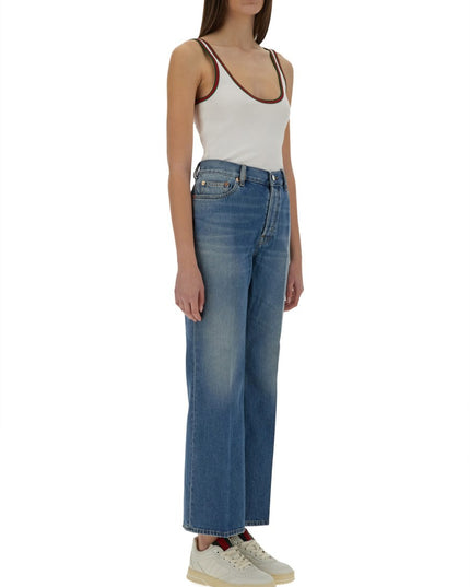 DENIM PANTS WITH LOGO LABEL
