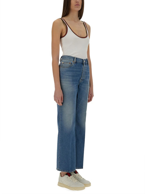 DENIM PANTS WITH LOGO LABEL