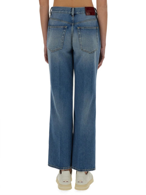 DENIM PANTS WITH LOGO LABEL
