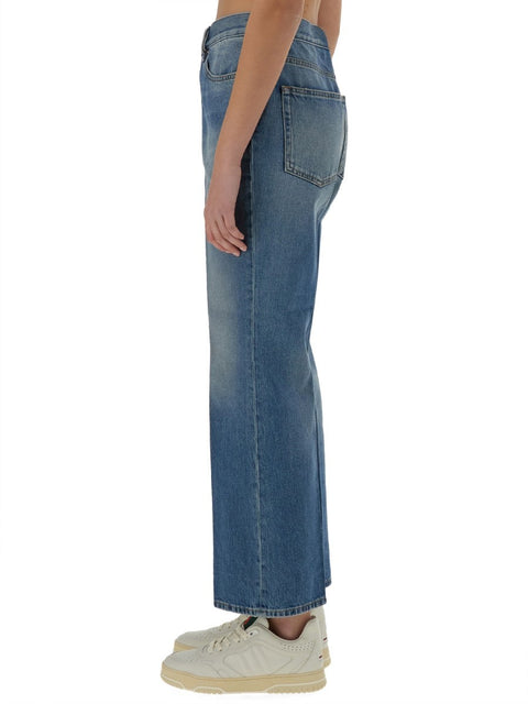DENIM PANTS WITH LOGO LABEL