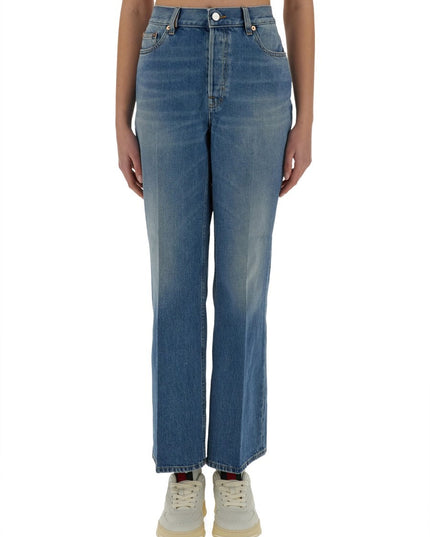DENIM PANTS WITH LOGO LABEL