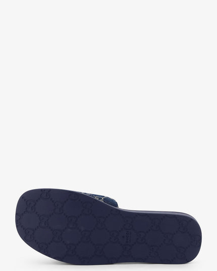 GUCCI Denim Sliders mit GG-Motiv