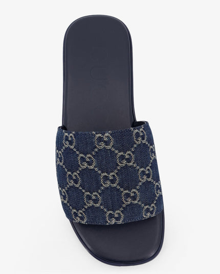 GUCCI Denim Sliders mit GG-Motiv