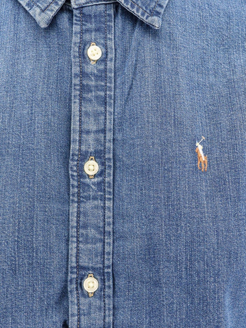 Denim shirt with embroidered logo