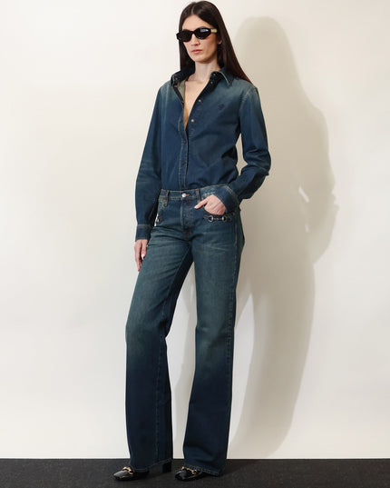 Denim shirt with embroidery