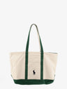 Denim shoulder bag with embroidered logo on the front