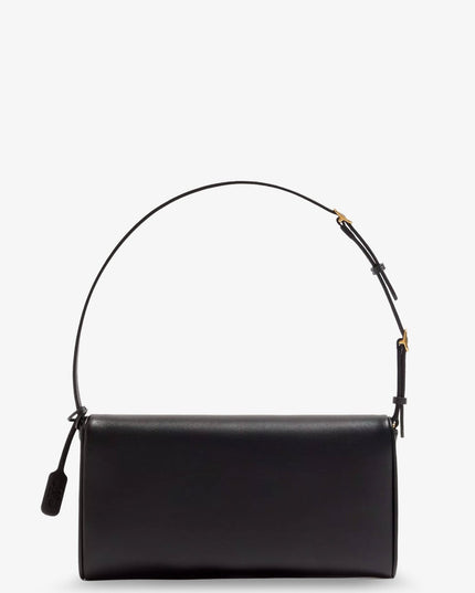DeVain Leather Shoulder Bag with Metal VLogo Signature