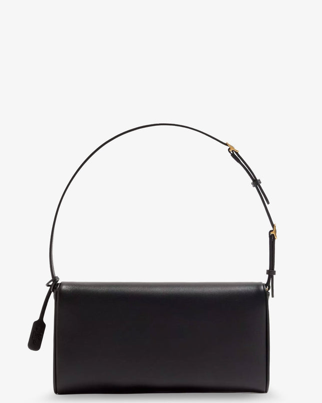DeVain Leather Shoulder Bag with Metal VLogo Signature