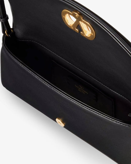 DeVain Leather Shoulder Bag with Metal VLogo Signature