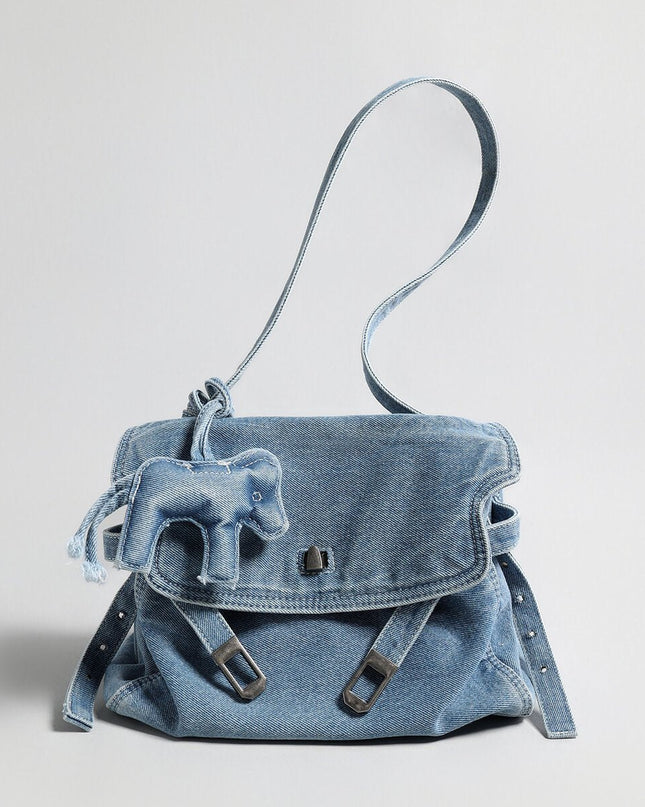 Cilela | Denim Flap Crossbody | Elefanten-Charm | Damen