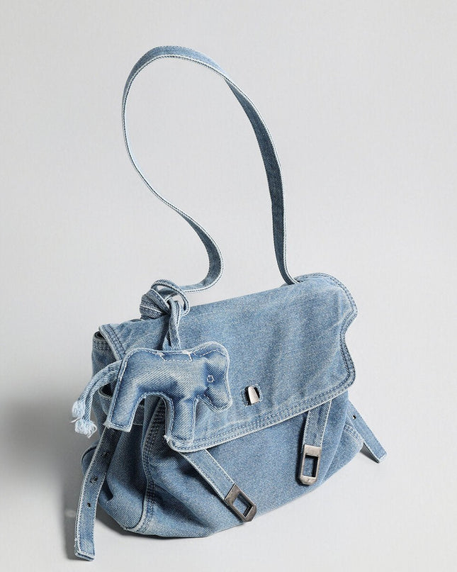 Cilela | Denim Flap Crossbody | Elefanten-Charm | Damen