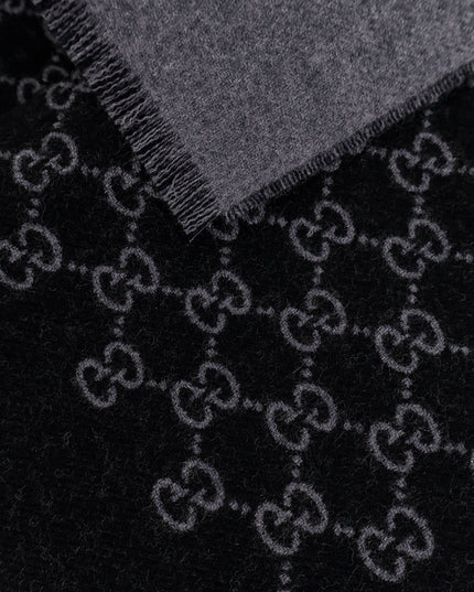 Double wool jacquard scarf with GG motif