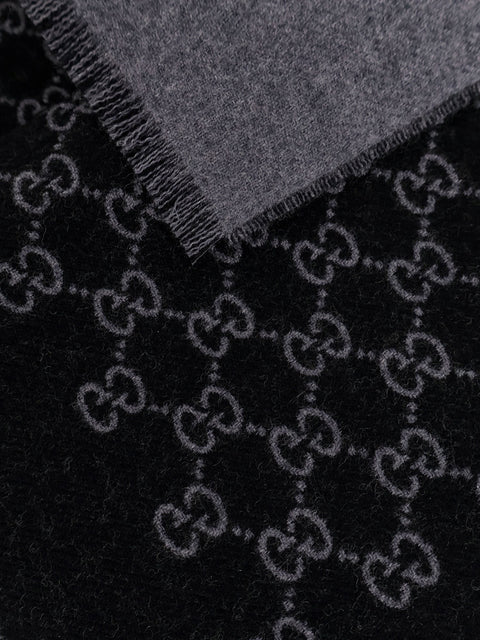 Double wool jacquard scarf with GG motif