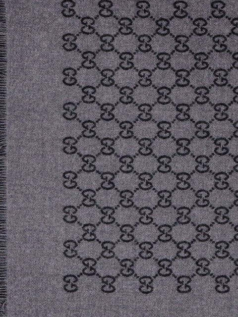 Double wool jacquard scarf with GG motif