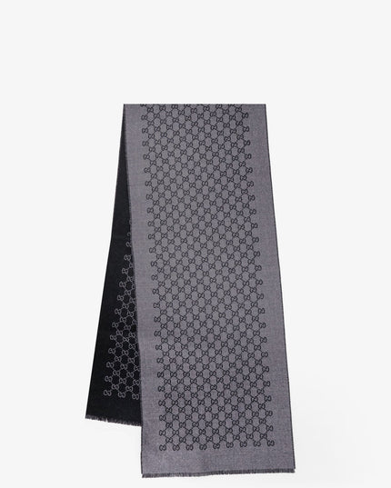 Double wool jacquard scarf with GG motif