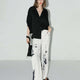 Draped Black Satin Batwing Shirt-2