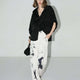 Draped Black Satin Batwing Shirt-1