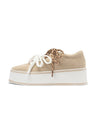 Dual Lace Platform Knit Sneakers Chunky Flatform