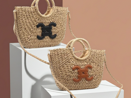 Woven jute bag with CC logo in 2 colors