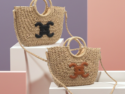 Woven jute bag with CC logo in 2 colors