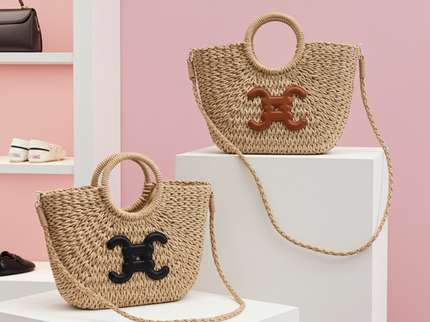 Woven jute bag with CC logo in 2 colors