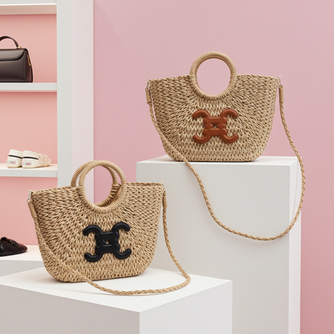 Geflochtene Jutetasche mit CC-Logo - Elegante Tasche in 2 Farben