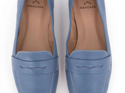 Cipó Beige Leder-Loafer mit eckiger Spitze – Flach