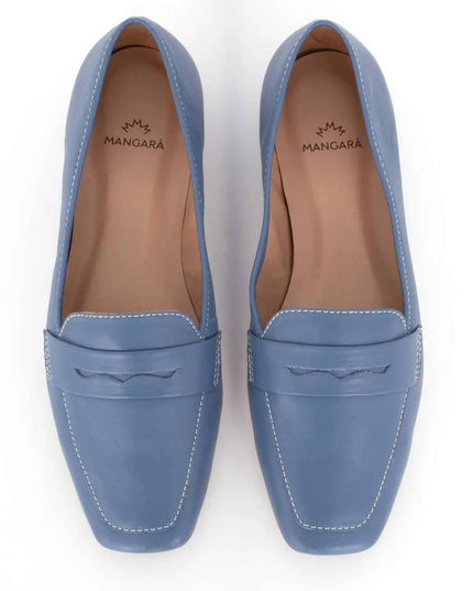 Cipó Beige Leder-Loafer mit eckiger Spitze – Flach