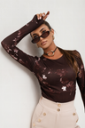 LA BALANCIA | SHIRA Langarmbluse | Brown Flowers