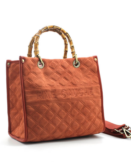 Vimoda Paris | RIVE GAUCHE gesteppte Handtasche mit Bambusgriffen | Multicolor