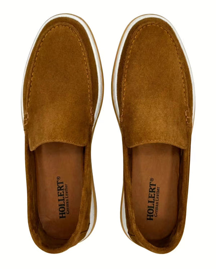 HOLLERT | Loafer aus Kalbsveloursleder | Whisky | Herren