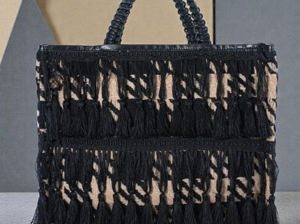 Cristina 20 – Große Shopper - Tasche mit Hahnentrittmuster und Besatz - ModeEcho