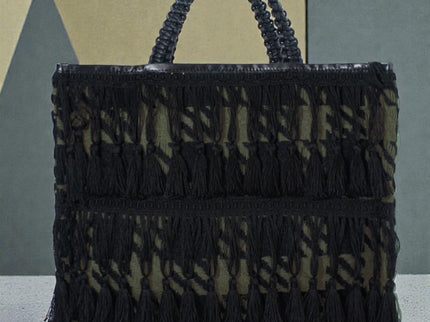 Cristina 20 – Große Shopper - Tasche mit Hahnentrittmuster und Besatz - ModeEcho