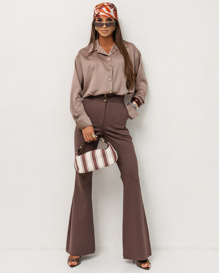 LA BALANCIA | MADDIE Satin-Bluse | Fango