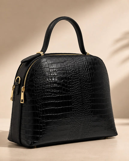 ZEEN | NOA Black | Crocco-Ledertasche | Made in Italy