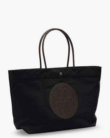 Ella Twist nylon shoulder bag with maxi front logo patch