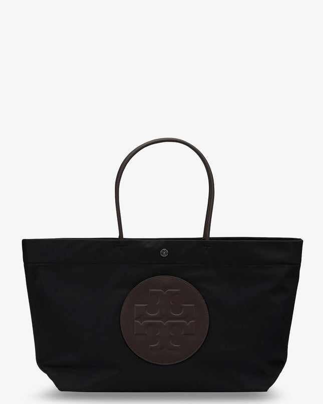 Ella Twist nylon shoulder bag with maxi front logo patch