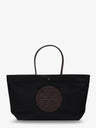 Ella Twist nylon shoulder bag with maxi front logo patch