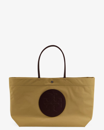 Ella Twist nylon shoulder bag with maxi logo patch on the front
