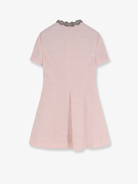 Embroidered Crinkle Cotton Tweed mini dress