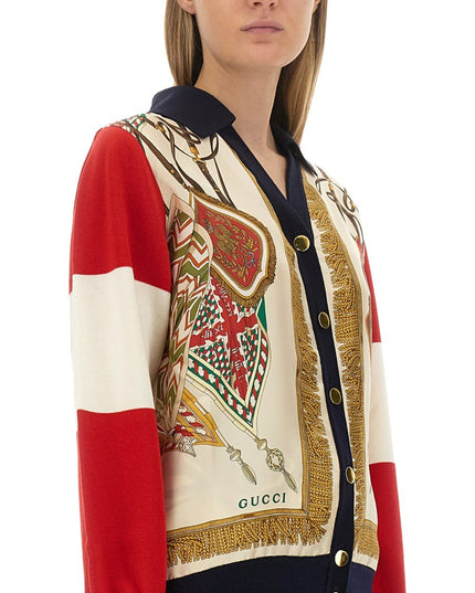 EXTRA FINE WOOL CARDIGAN WITH PRINT