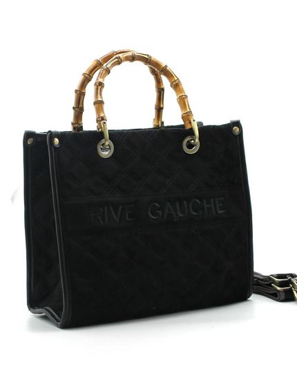 Vimoda Paris | RIVE GAUCHE gesteppte Handtasche mit Bambusgriffen | Multicolor