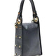Black pebbled leather handbag with gold-tone hardware and studded details, luxury designer accessory