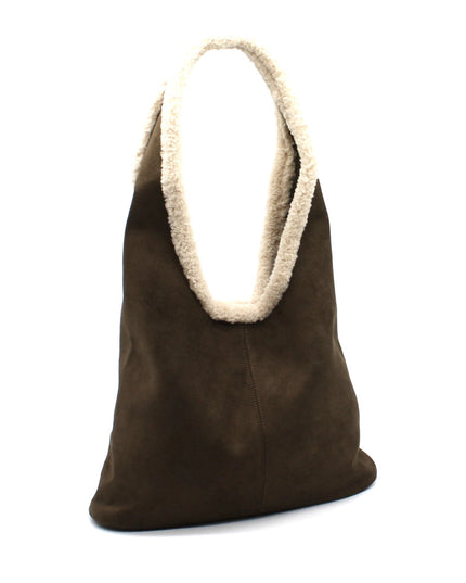 BIG cuddly shopper fur bag with cow pattern and firm handle in 3 colors 