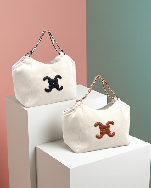 Korbhandtasche mit CC-Logo – Stilvoll in 2 Farben verfügbar