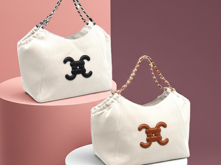 Basket handbag with CC logo in 2 colors