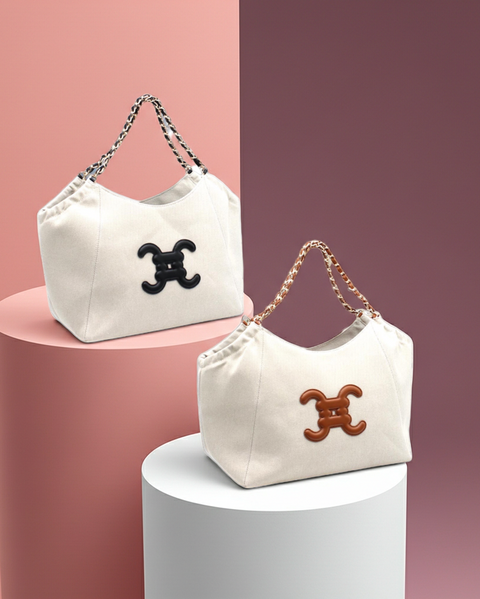Korbhandtasche mit CC-Logo – Stilvoll in 2 Farben verfügbar