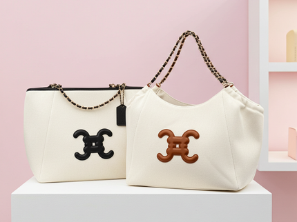 Basket handbag with CC logo in 2 colors